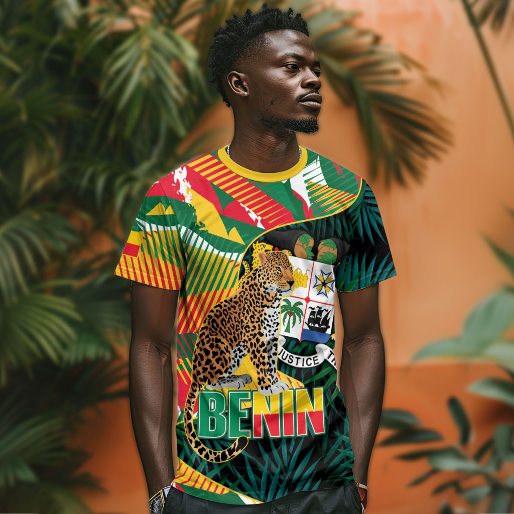 Personalized Benin Independence Day T shirt Coat Of Arms Leopard Oil Palm Leaves