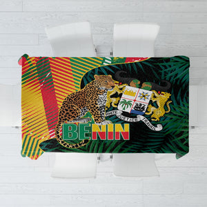 Benin Independence Day Tablecloth Coat Of Arms Leopard Oil Palm Leaves