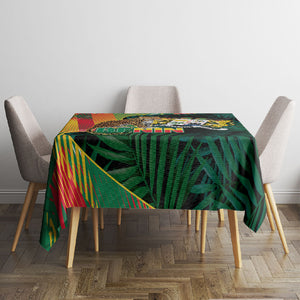 Benin Independence Day Tablecloth Coat Of Arms Leopard Oil Palm Leaves