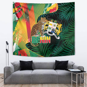 Benin Independence Day Tapestry Coat Of Arms Leopard Oil Palm Leaves