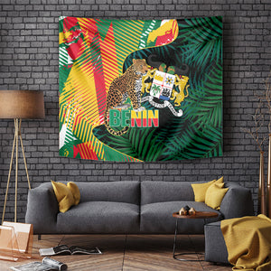 Benin Independence Day Tapestry Coat Of Arms Leopard Oil Palm Leaves