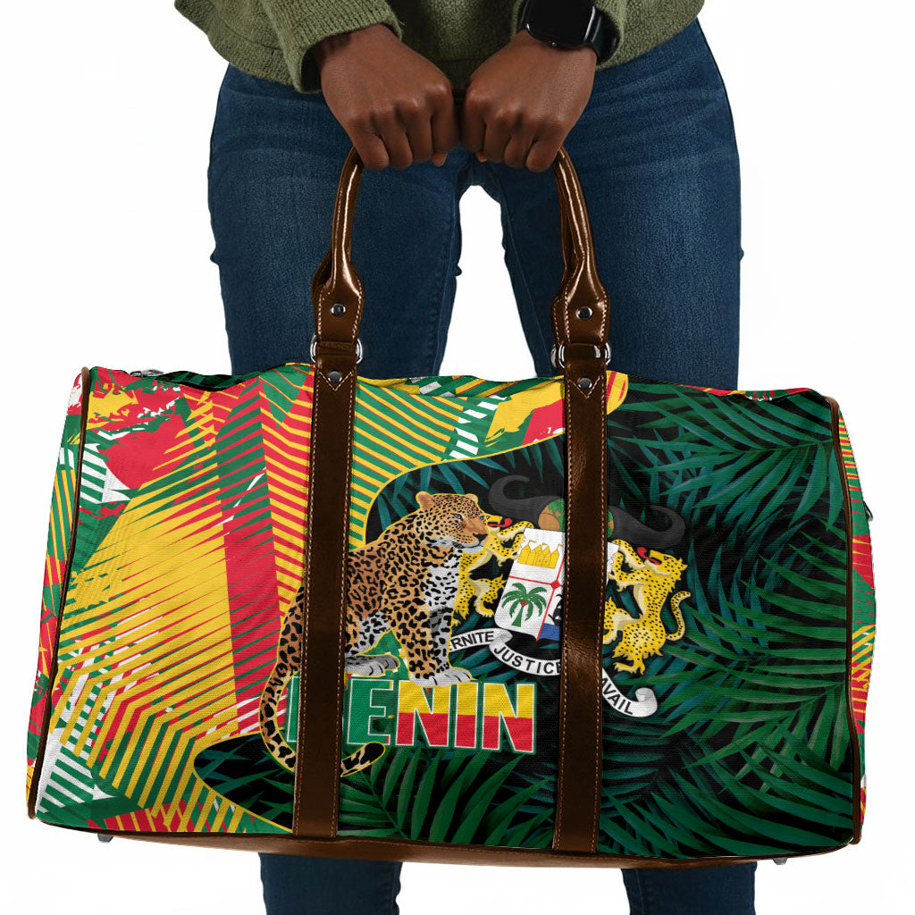 Benin Independence Day Travel Bag Coat Of Arms Leopard Oil Palm Leaves