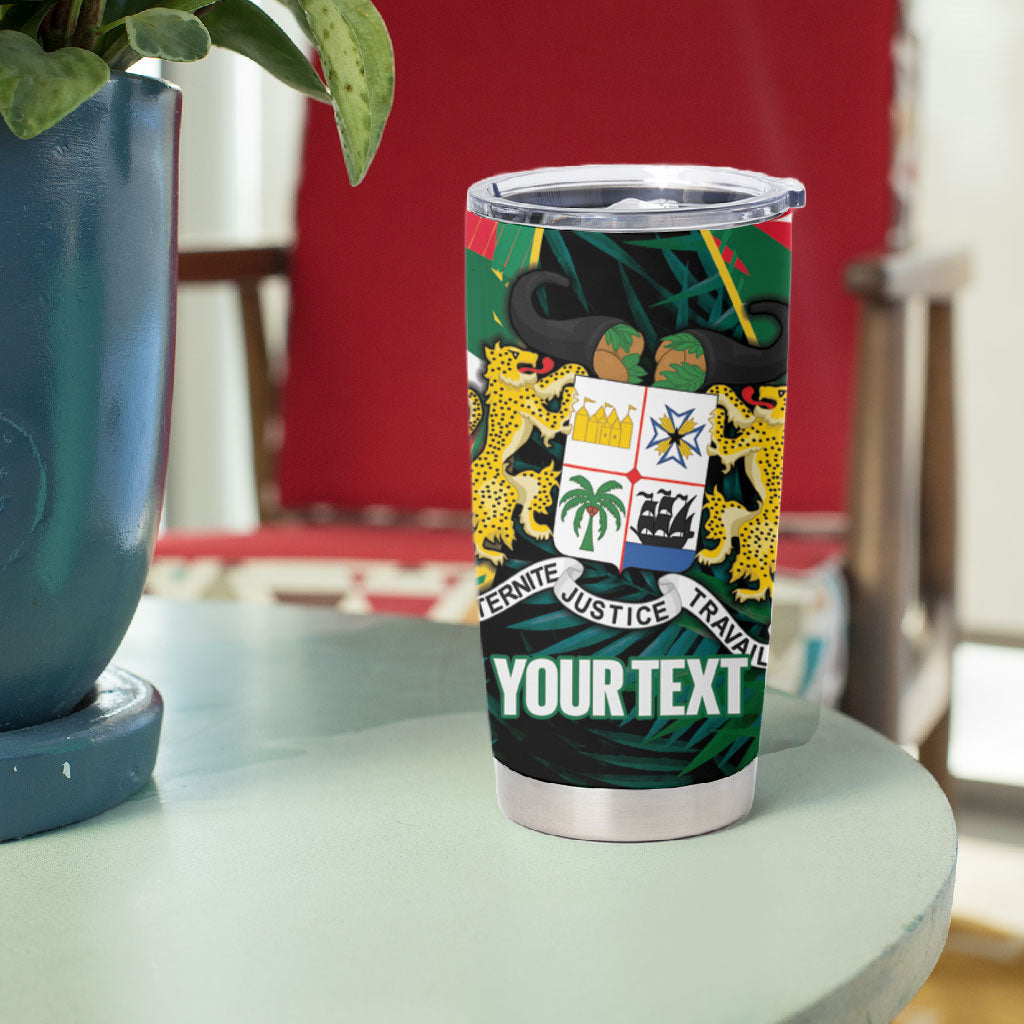 Personalized Benin Independence Day Tumbler Cup Coat Of Arms Leopard Oil Palm Leaves