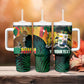 Personalized Benin Independence Day Tumbler With Handle Coat Of Arms Leopard Oil Palm Leaves