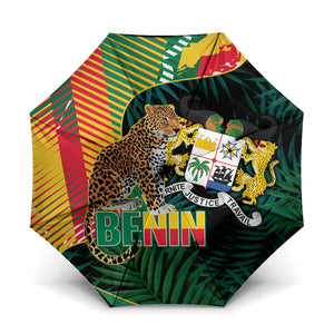 Benin Independence Day Umbrella Coat Of Arms Leopard Oil Palm Leaves