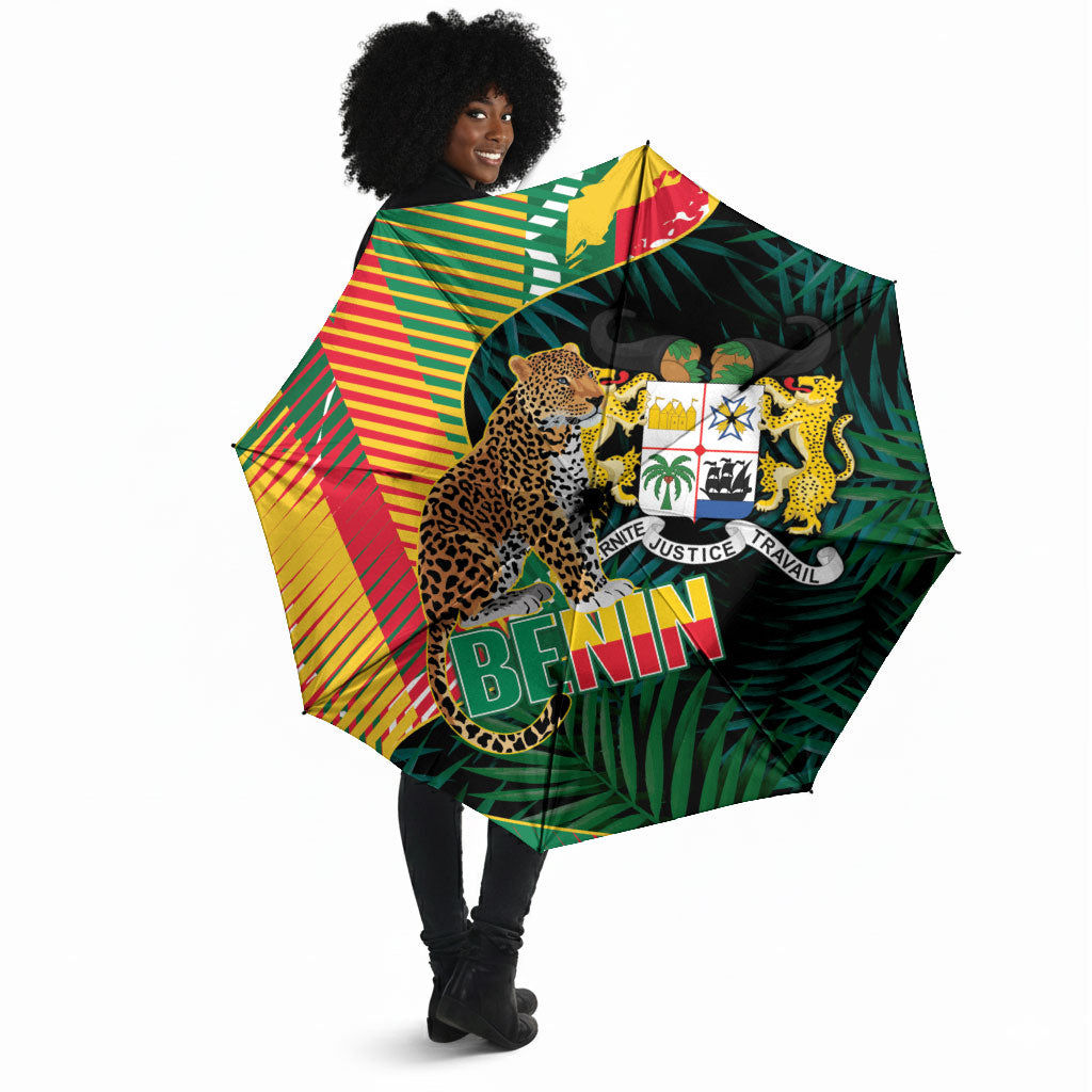 Benin Independence Day Umbrella Coat Of Arms Leopard Oil Palm Leaves