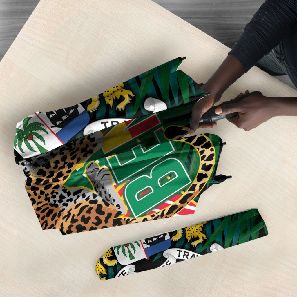 Benin Independence Day Umbrella Coat Of Arms Leopard Oil Palm Leaves