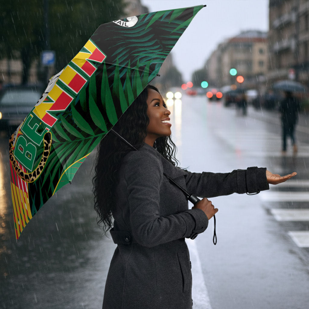 Benin Independence Day Umbrella Coat Of Arms Leopard Oil Palm Leaves