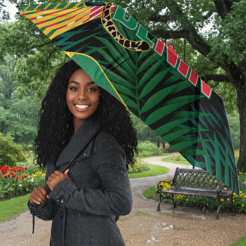 Benin Independence Day Umbrella Coat Of Arms Leopard Oil Palm Leaves