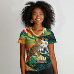 Personalized Benin Independence Day Women V-Neck T-Shirt Coat Of Arms Leopard Oil Palm Leaves