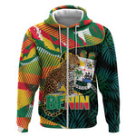Personalized Benin Independence Day Zip Hoodie Coat Of Arms Leopard Oil Palm Leaves