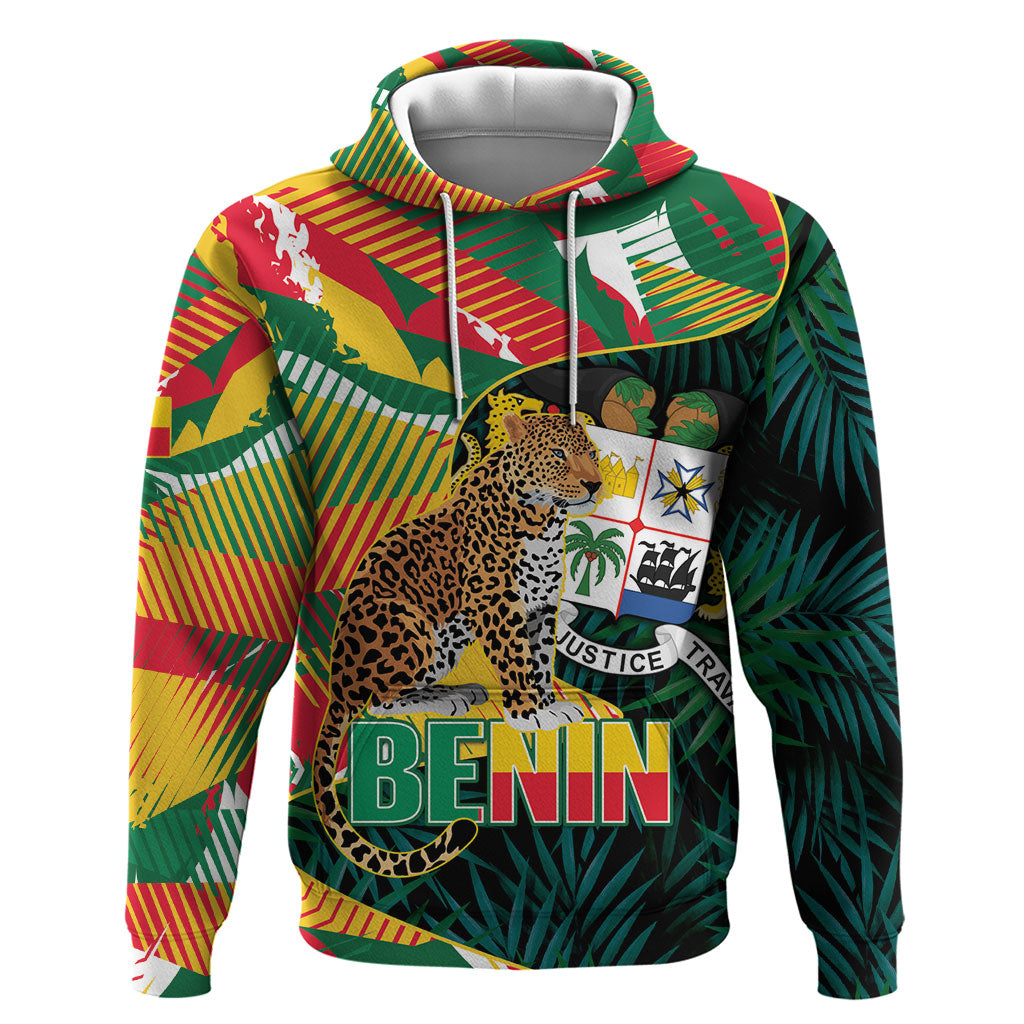 Personalized Benin Independence Day Zip Hoodie Coat Of Arms Leopard Oil Palm Leaves