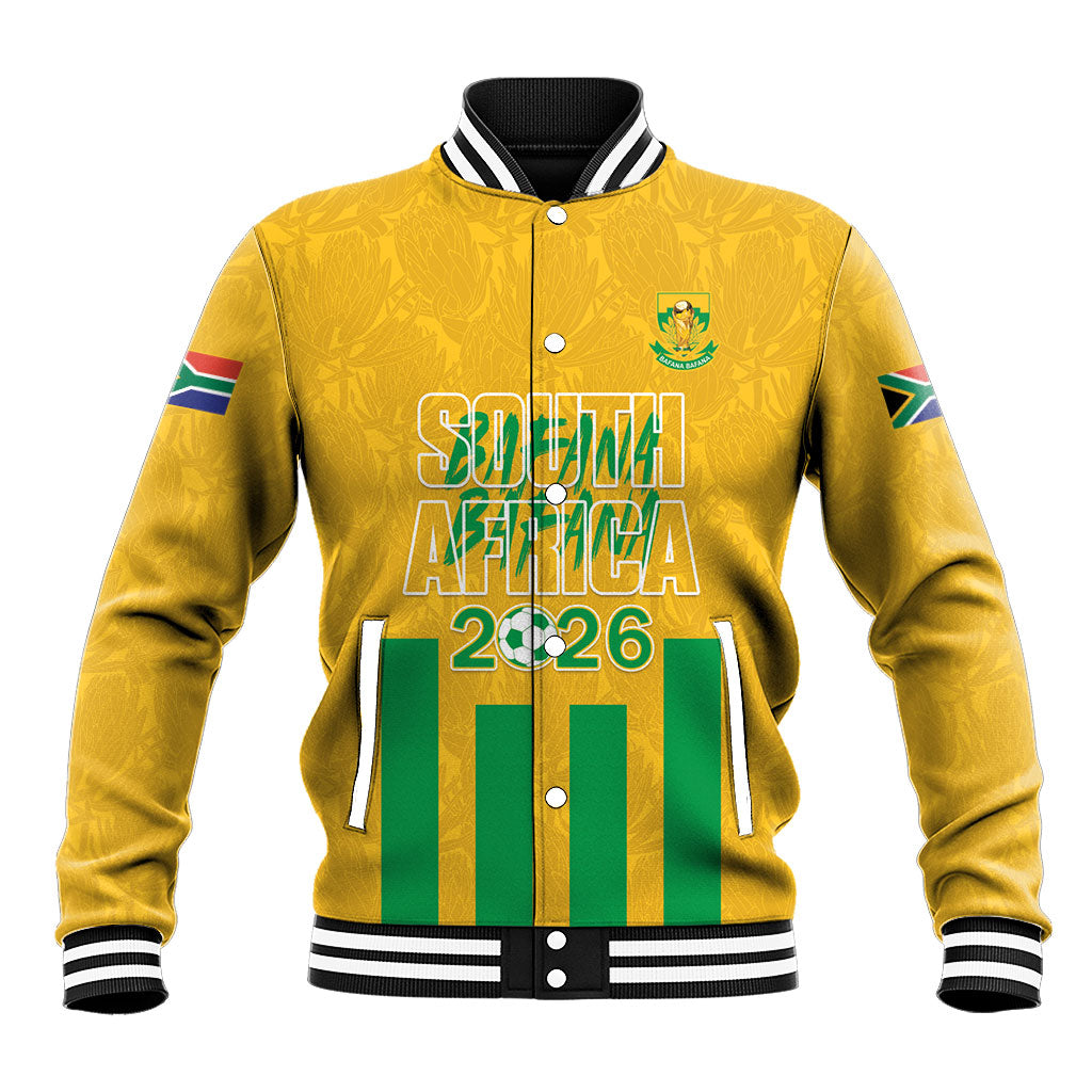 South Africa Soccer 2026 Custom Baseball Jacket Bafana Bafana Kaofela Protea Yellow