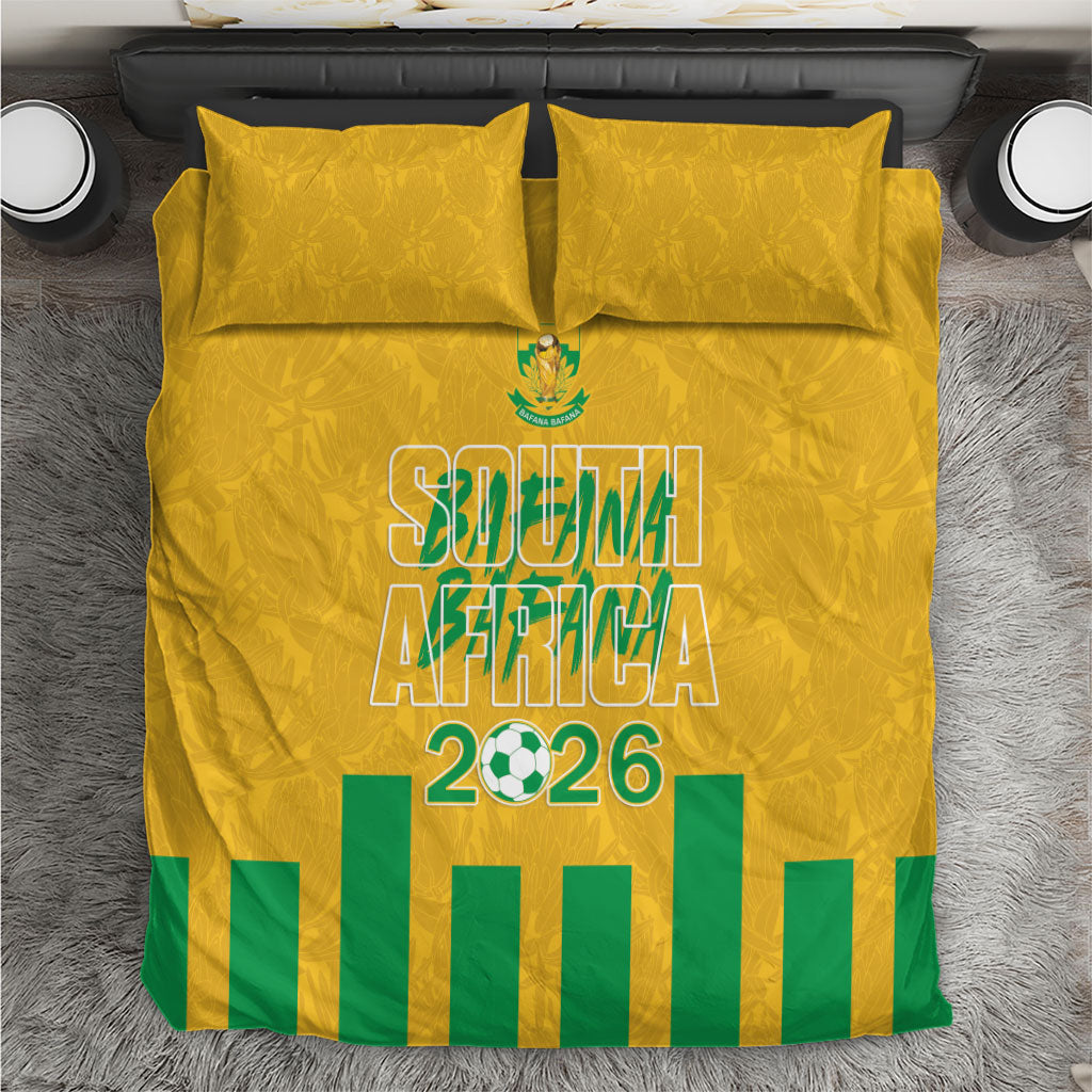South Africa Soccer 2026 Bedding Set Bafana Bafana Kaofela Protea Yellow