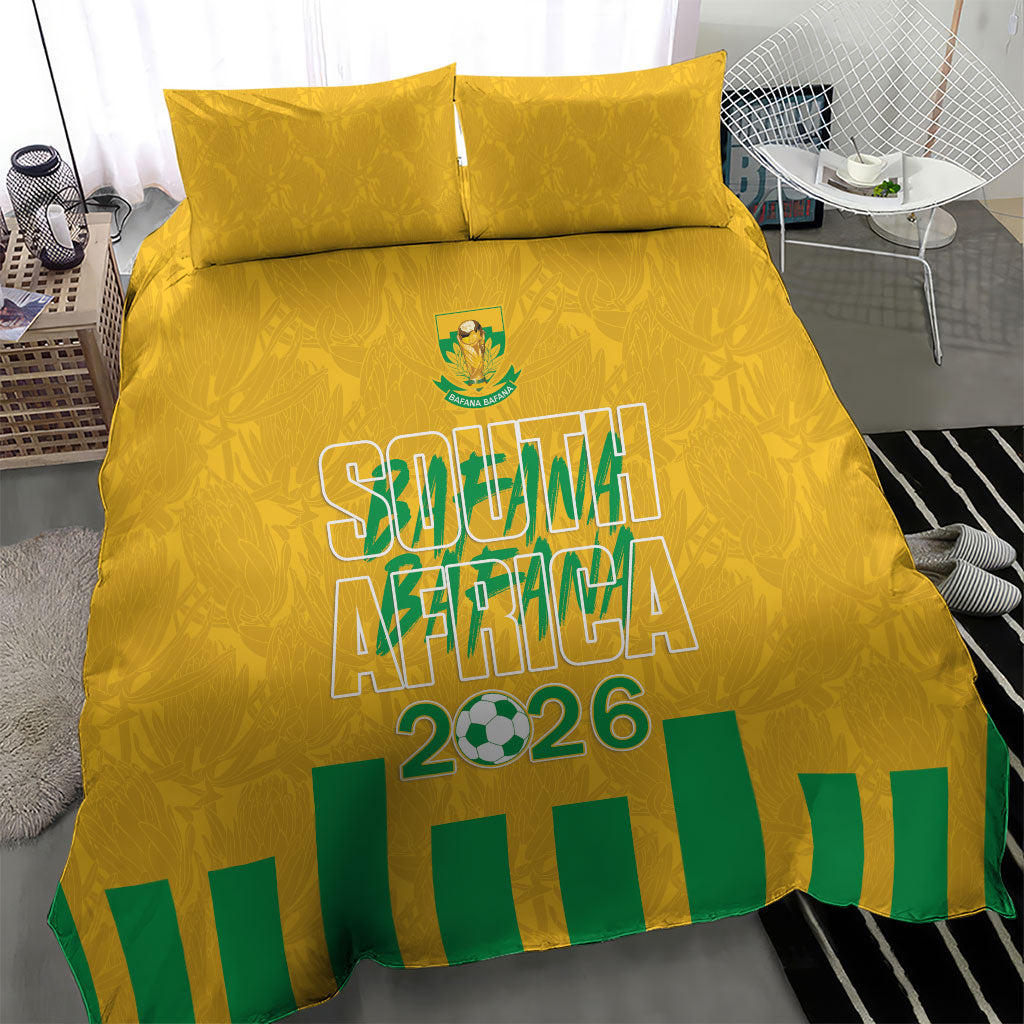 South Africa Soccer 2026 Bedding Set Bafana Bafana Kaofela Protea Yellow