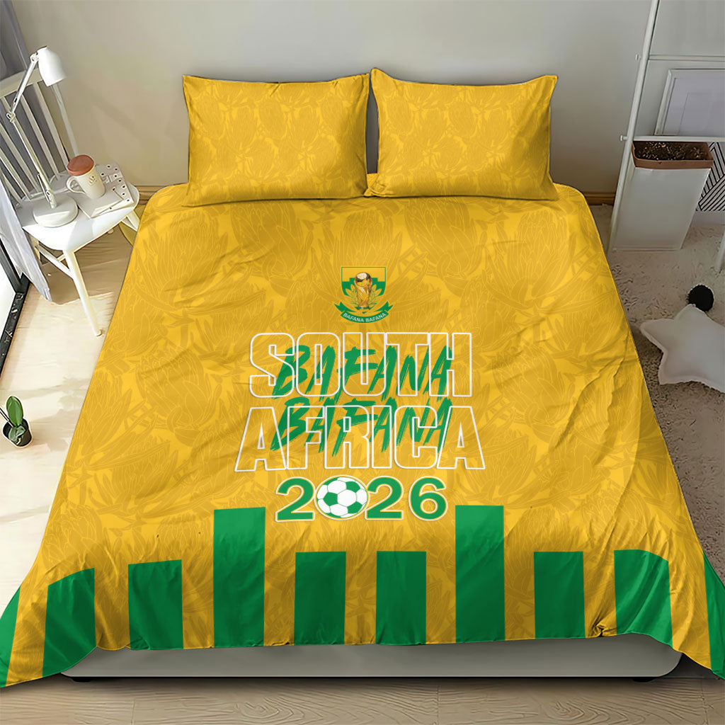 South Africa Soccer 2026 Bedding Set Bafana Bafana Kaofela Protea Yellow