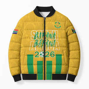 South Africa Soccer 2026 Custom Bomber Puffer Jacket Bafana Bafana Kaofela Protea Yellow