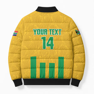 South Africa Soccer 2026 Custom Bomber Puffer Jacket Bafana Bafana Kaofela Protea Yellow