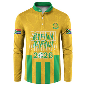 South Africa Soccer 2026 Custom Button Sweatshirt Bafana Bafana Kaofela Protea Yellow