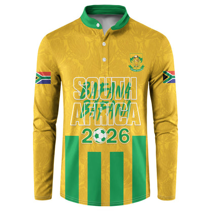 South Africa Soccer 2026 Custom Button Sweatshirt Bafana Bafana Kaofela Protea Yellow