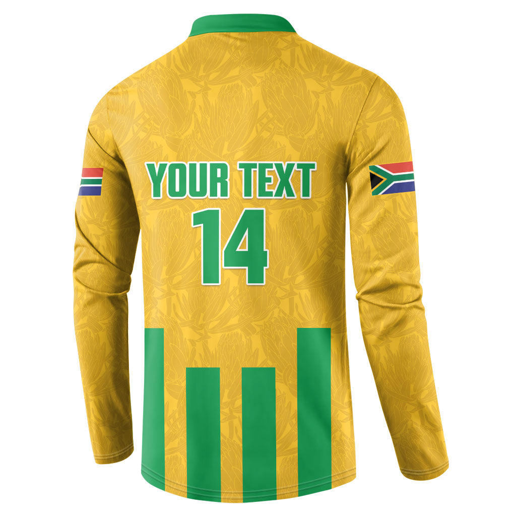 South Africa Soccer 2026 Custom Button Sweatshirt Bafana Bafana Kaofela Protea Yellow