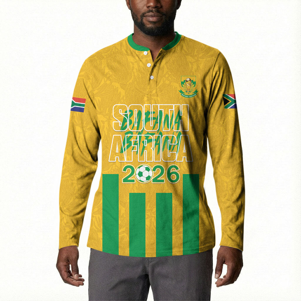 South Africa Soccer 2026 Custom Button Sweatshirt Bafana Bafana Kaofela Protea Yellow