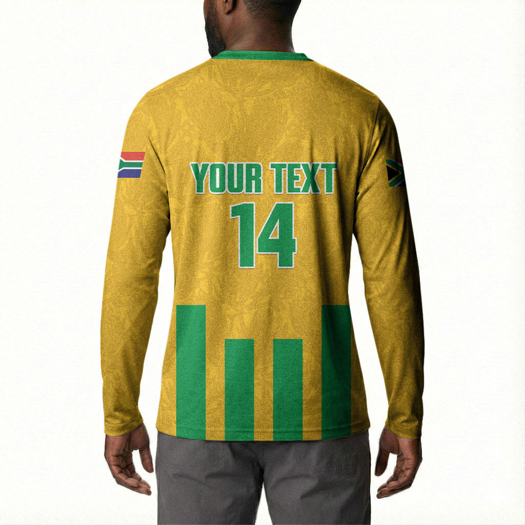 South Africa Soccer 2026 Custom Button Sweatshirt Bafana Bafana Kaofela Protea Yellow