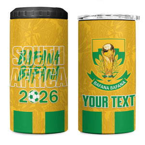 South Africa Soccer 2026 Custom 4 in 1 Can Cooler Tumbler Bafana Bafana Kaofela Protea Yellow