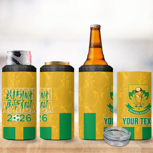 South Africa Soccer 2026 Custom 4 in 1 Can Cooler Tumbler Bafana Bafana Kaofela Protea Yellow