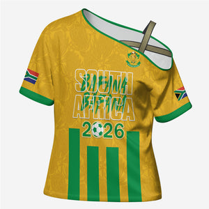 South Africa Soccer 2026 Custom Cross Shoulder Shirt Bafana Bafana Kaofela Protea Yellow
