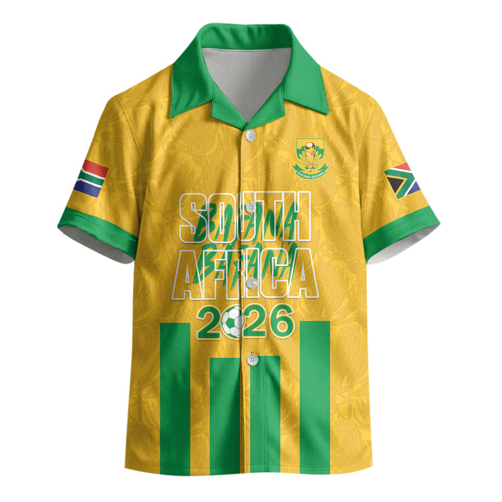 South Africa Soccer 2026 Custom Kid Hawaiian Shirt Bafana Bafana Kaofela Protea Yellow
