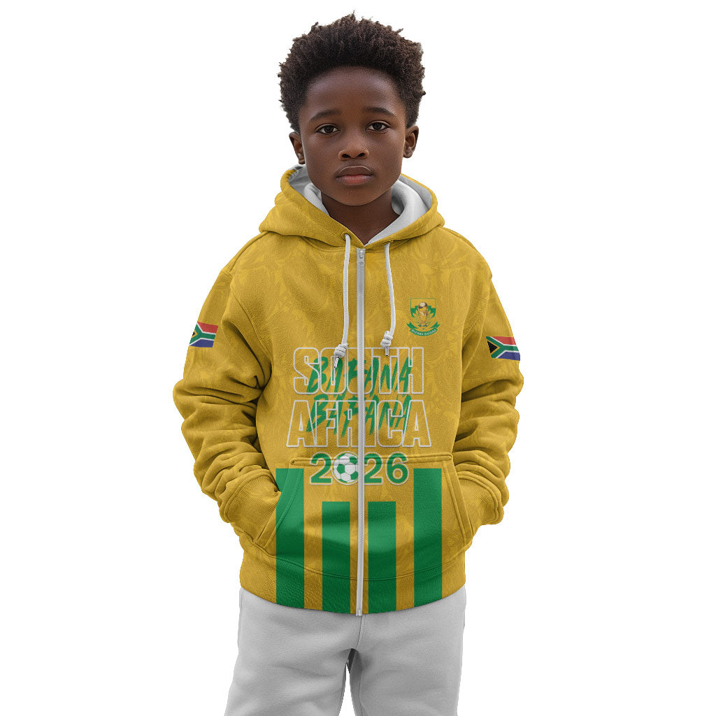 South Africa Soccer 2026 Custom Kid Hoodie Bafana Bafana Kaofela Protea Yellow