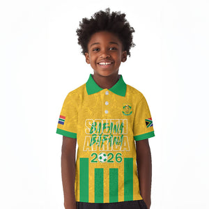 South Africa Soccer 2026 Custom Kid Polo Shirt Bafana Bafana Kaofela Protea Yellow