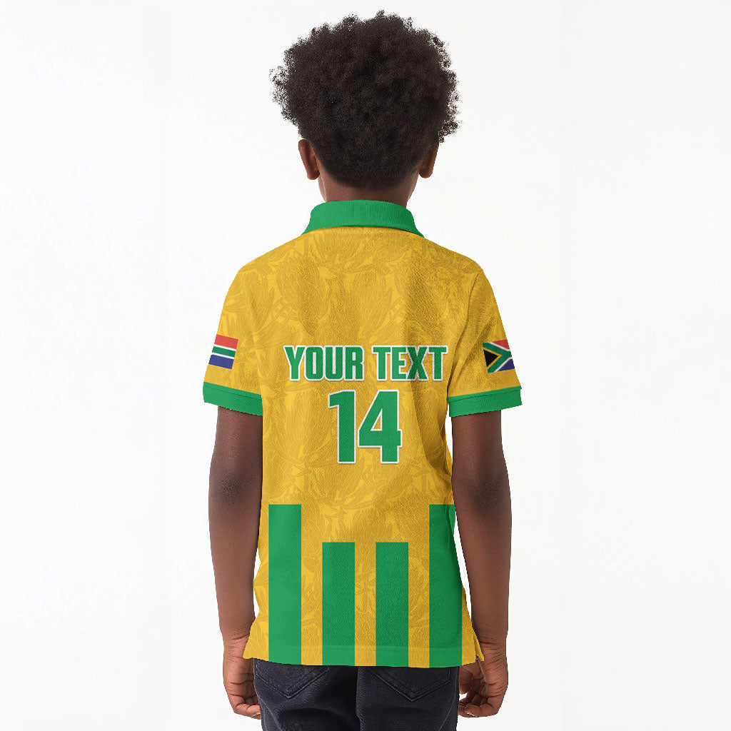 South Africa Soccer 2026 Custom Kid Polo Shirt Bafana Bafana Kaofela Protea Yellow
