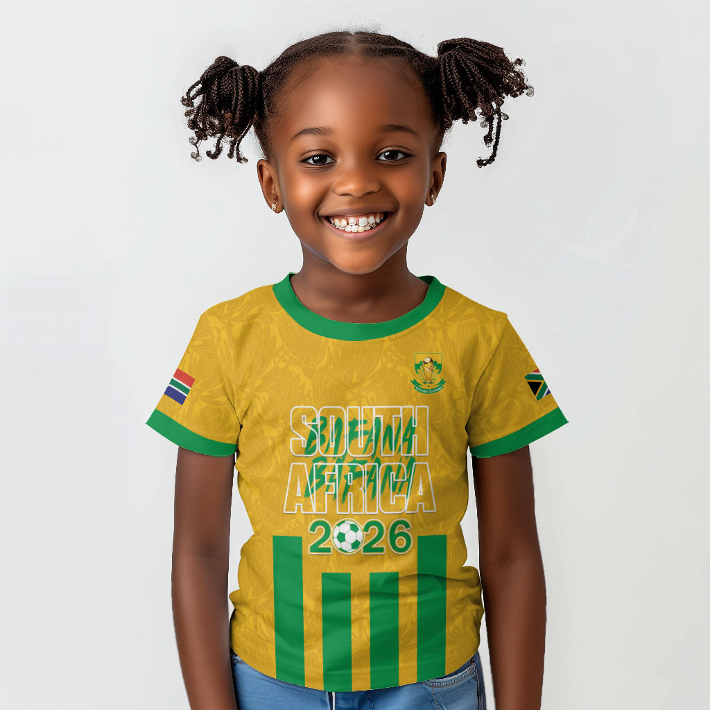 South Africa Soccer 2026 Custom Kid T shirt Bafana Bafana Kaofela Protea Yellow