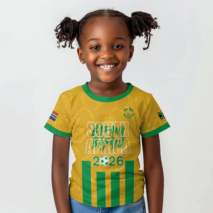 South Africa Soccer 2026 Custom Kid T shirt Bafana Bafana Kaofela Protea Yellow