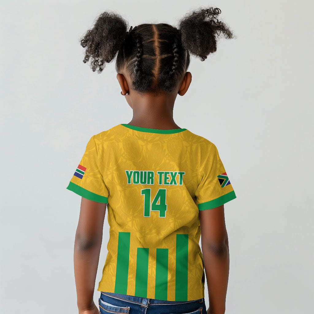 South Africa Soccer 2026 Custom Kid T shirt Bafana Bafana Kaofela Protea Yellow