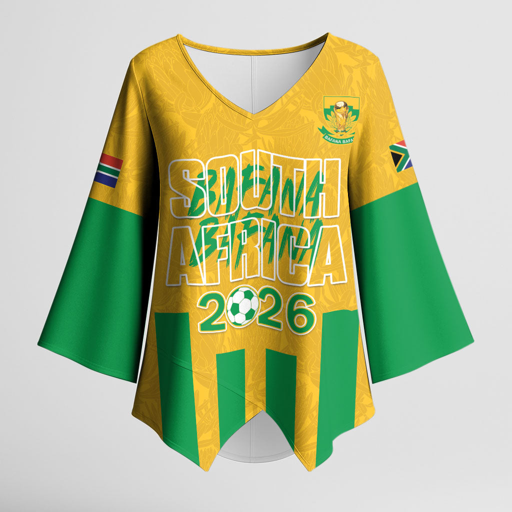 South Africa Soccer 2026 Custom Kimono Sleeve Blouse Bafana Bafana Kaofela Protea Yellow