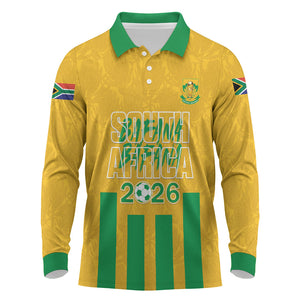 South Africa Soccer 2026 Custom Long Sleeve Polo Shirt Bafana Bafana Kaofela Protea Yellow
