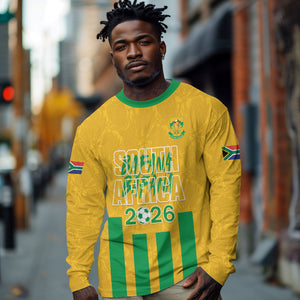 South Africa Soccer 2026 Custom Long Sleeve Shirt Bafana Bafana Kaofela Protea Yellow