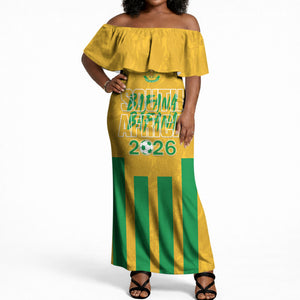 South Africa Soccer 2026 Custom Off Shoulder Maxi Dress Bafana Bafana Kaofela Protea Yellow