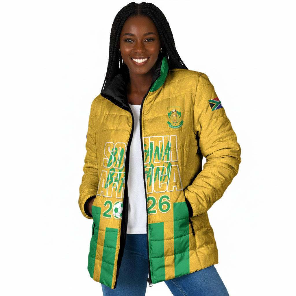 South Africa Soccer 2026 Custom Padded Jacket Bafana Bafana Kaofela Protea Yellow