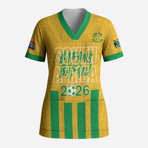 South Africa Soccer 2026 Custom Scrub Top Bafana Bafana Kaofela Protea Yellow