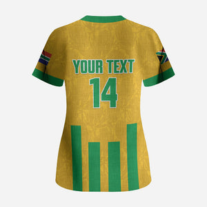 South Africa Soccer 2026 Custom Scrub Top Bafana Bafana Kaofela Protea Yellow