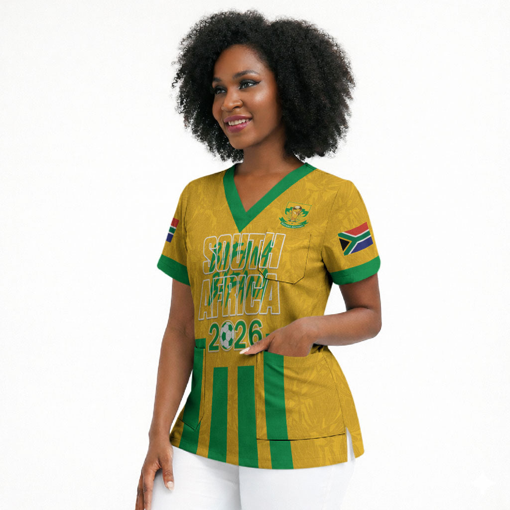 South Africa Soccer 2026 Custom Scrub Top Bafana Bafana Kaofela Protea Yellow