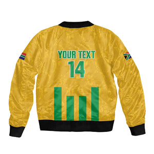 South Africa Soccer 2026 Custom Sleeve Zip Bomber Jacket Bafana Bafana Kaofela Protea Yellow