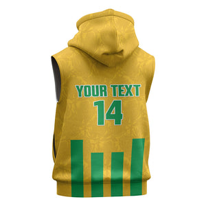 South Africa Soccer 2026 Custom Sleeveless Hoodie Bafana Bafana Kaofela Protea Yellow