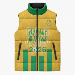 South Africa Soccer 2026 Custom Sleeveless Puffer Jacket Bafana Bafana Kaofela Protea Yellow