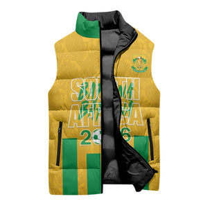 South Africa Soccer 2026 Custom Sleeveless Puffer Jacket Bafana Bafana Kaofela Protea Yellow