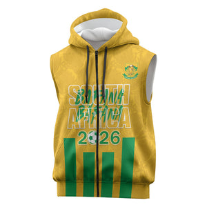 South Africa Soccer 2026 Custom Sleeveless Zip Hoodie Bafana Bafana Kaofela Protea Yellow